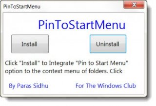 PinToStartMenu – закрепляем элементы и папки в меню "Пуск"