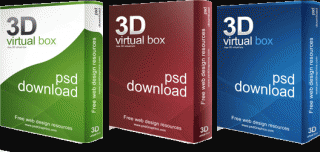 3 многослойных 3D коробки в PSD формате
