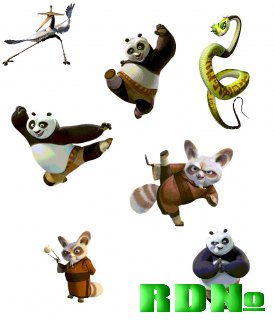 Персонажи "Кунг-фу Панда" на прозрачном слое